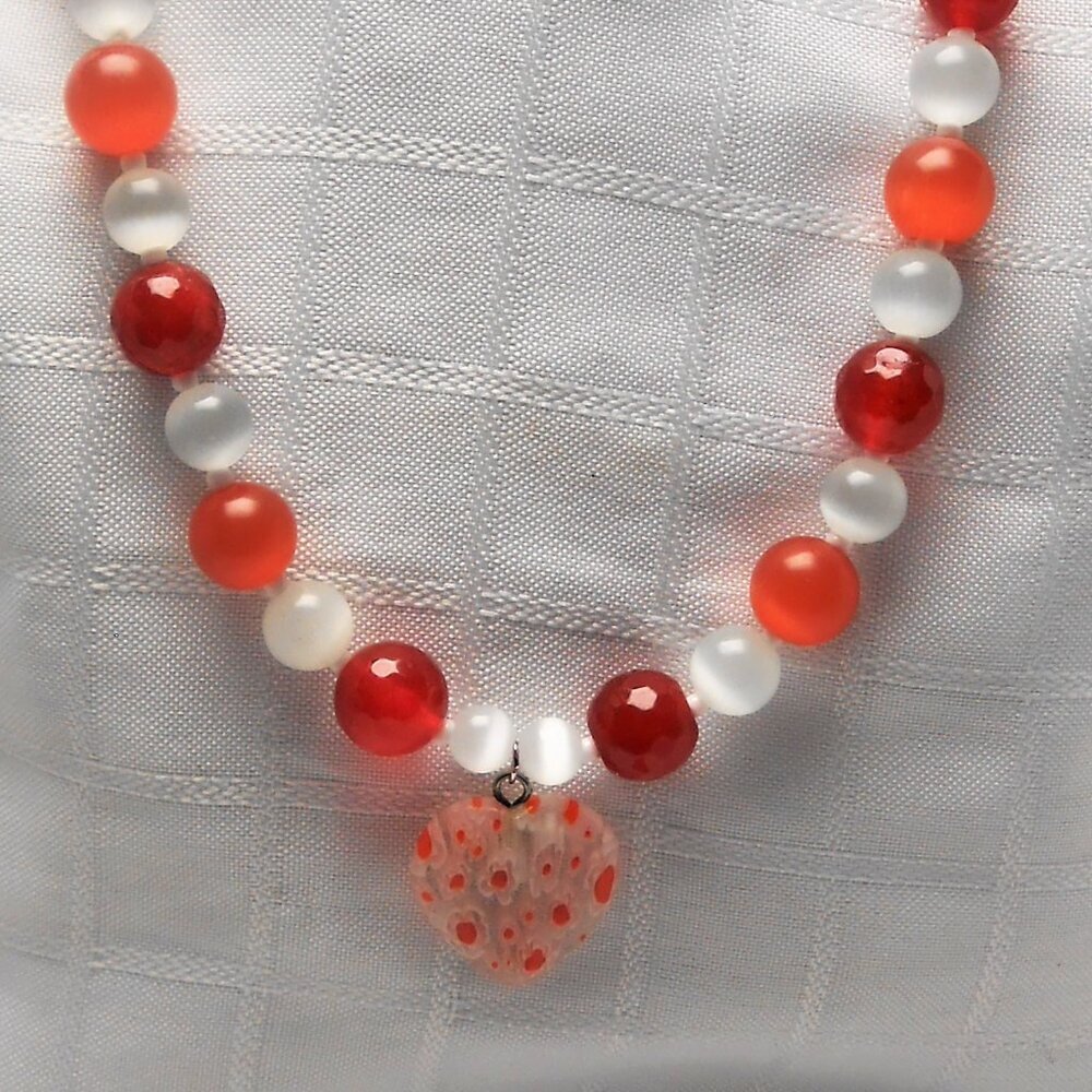 No1109 Handmade necklace and earrings made of Millefiori glass beads